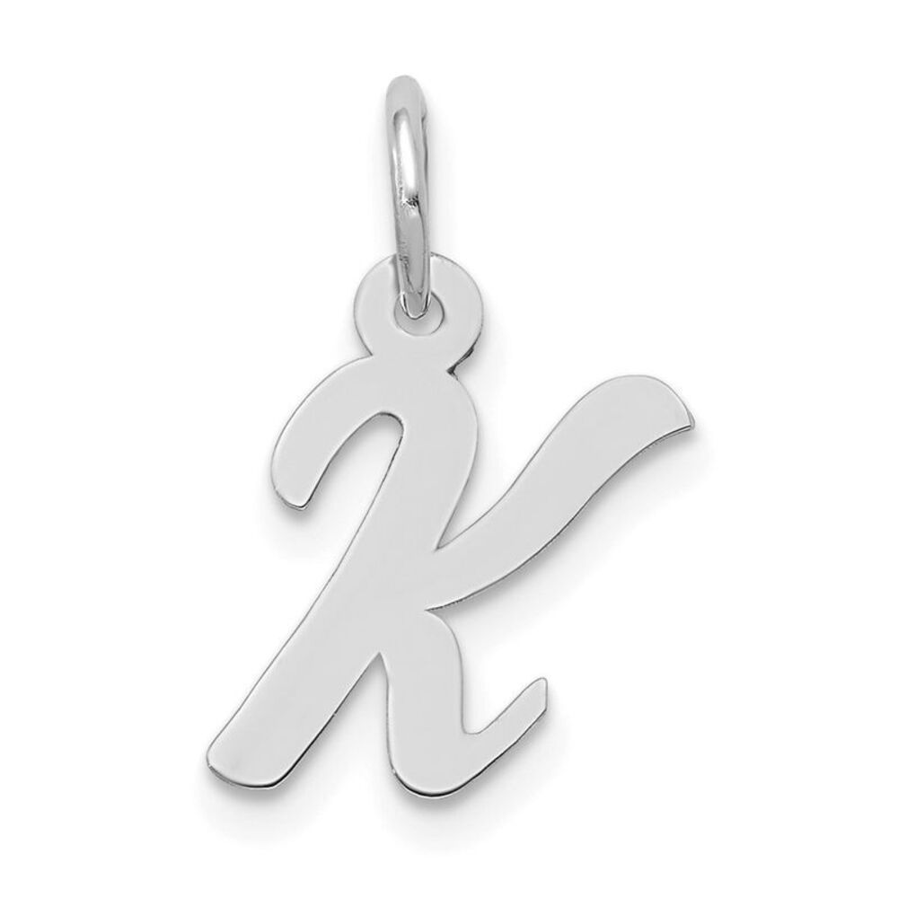 10k White Gold Small Script Initial K Charm - image 1